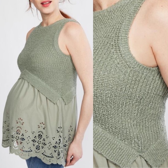 Pregnancy sweater A Pea In The Pod Eyelet Mixed Media Sweater Top - Picture 5 of 8